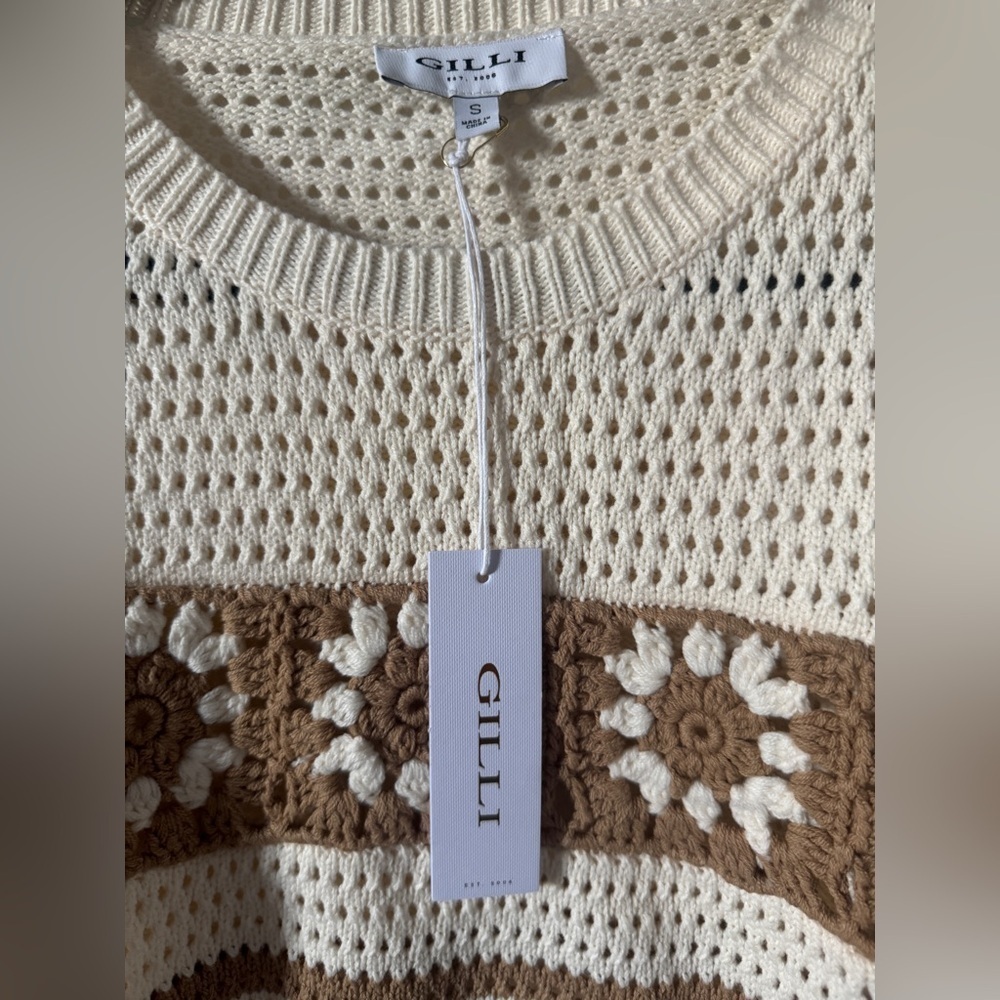 NWT Gilli Cream Knit Summer Sweater Size Small - Picture 3 of 4